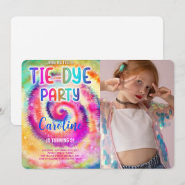 Invitación de foto de cumpleaños de Tie Dye