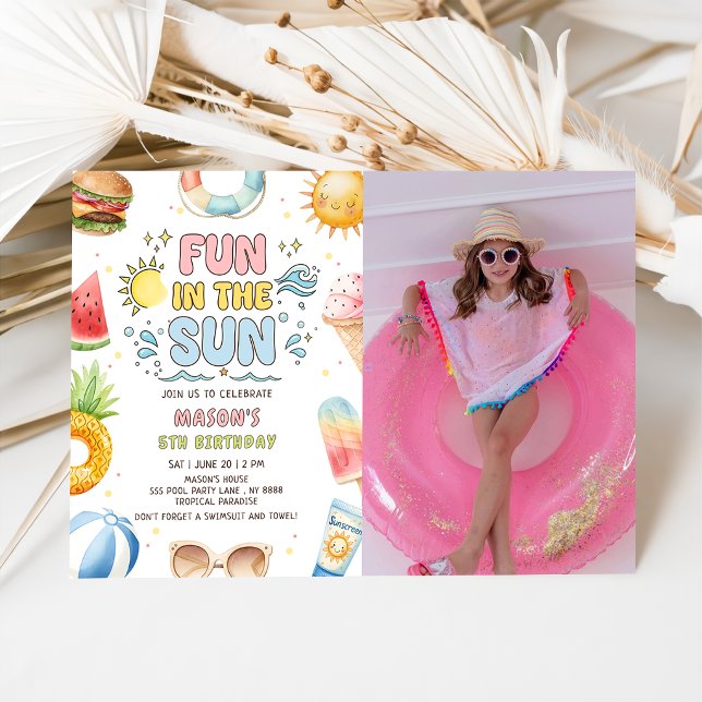 Invitación de foto de cumpleaños de verano diverti (Subido por el creador)