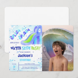 Invitación de foto de cumpleaños en tobogán de agu
