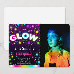 Invitación de foto de cumpleaños Glow