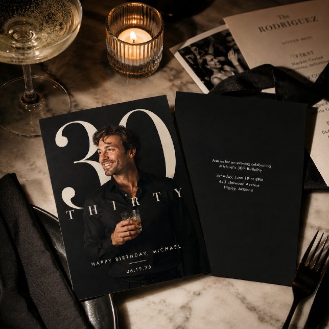 Invitación de foto de cumpleaños moderno y emblemá (Subido por el creador)
