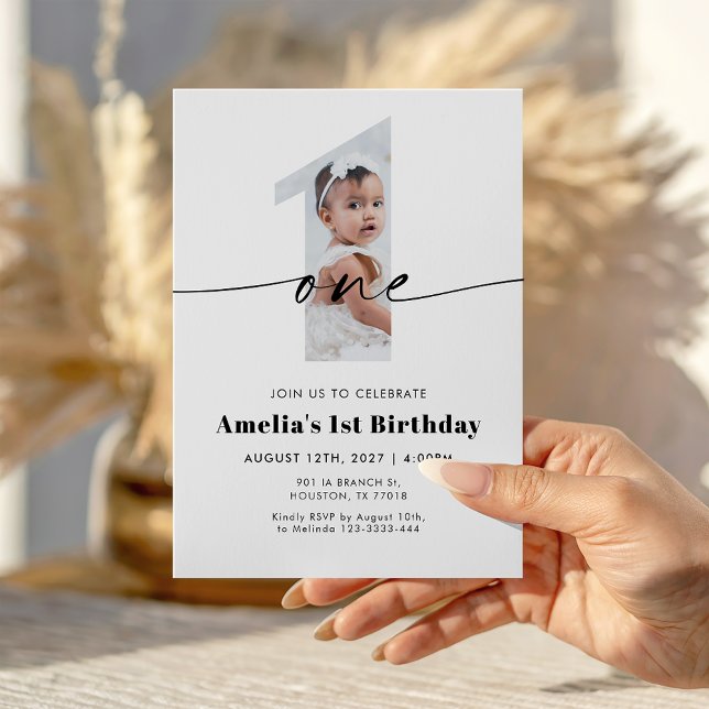 Invitación de foto de cumpleaños número 1 (Subido por el creador)