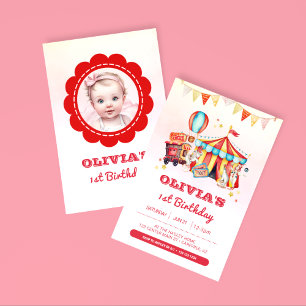 Invitación de foto de cumpleaños número 1 de Circu