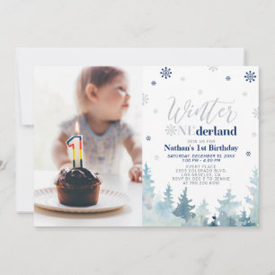 Invitación de foto de cumpleaños número 1 de Winte