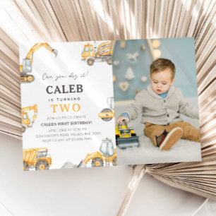 Invitación de foto de cumpleaños número 2 de camió