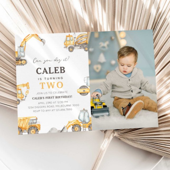 Invitación de foto de cumpleaños número 2 de camió (Subido por el creador)