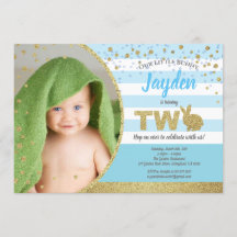 Invitación de foto de cumpleaños número 2 de conej