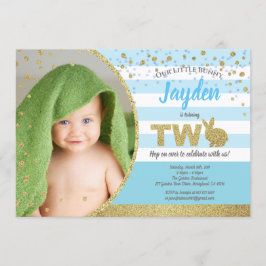 Invitación de foto de cumpleaños número 2 de conej