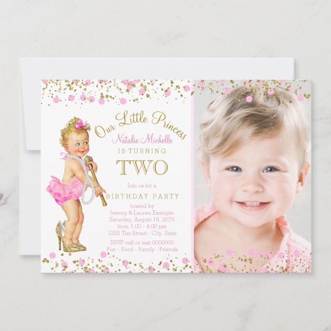 Invitación de foto de cumpleaños número 2 de princ (Anverso)