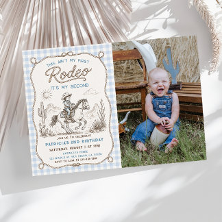 Invitación de foto de cumpleaños número 2 de vaque