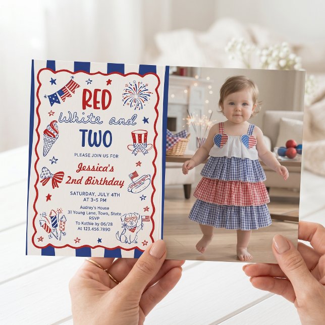 Invitación de foto de cumpleaños número 2 Rojo Bla (Subido por el creador)