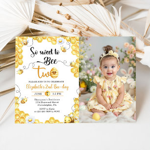 Invitación de foto de cumpleaños número 2 tan dulc