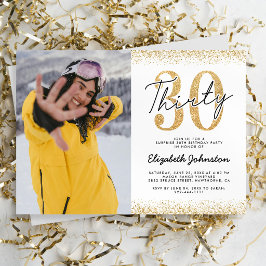 Invitación de foto de cumpleaños número 30 de oro 