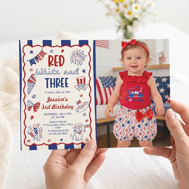Invitación de foto de cumpleaños número 3 rojo bla (Subido por el creador)