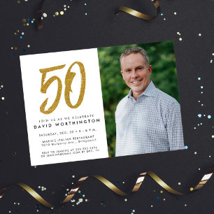 Invitación de foto de cumpleaños número 50 con pur