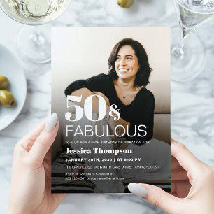 Invitación de foto de cumpleaños número 50 elegant