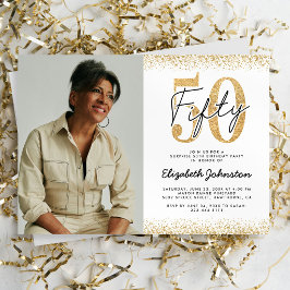 Invitación de foto de cumpleaños número 50 elegant