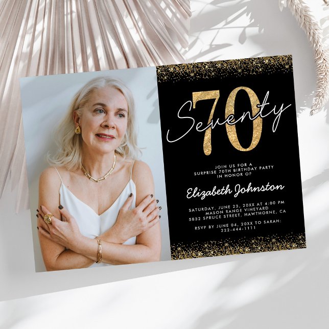 Invitación de foto de cumpleaños número 70 glamuro (Subido por el creador)