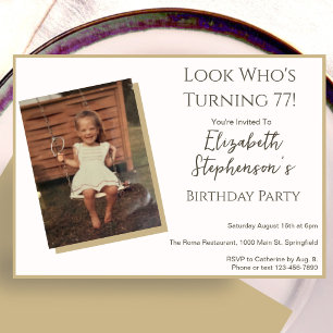 Invitación de foto de cumpleaños número 77 Minimal