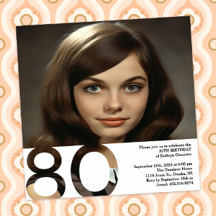 Invitación de foto de cumpleaños número 80 - 5.25 