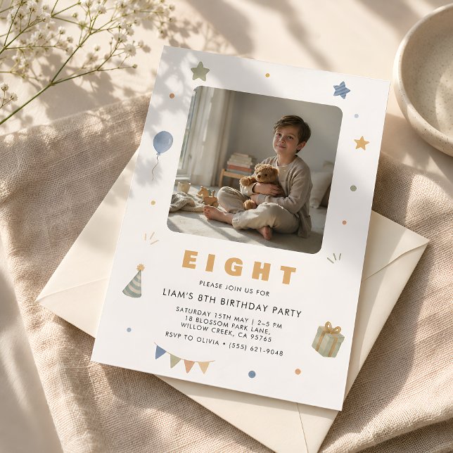 Invitación de foto de cumpleaños número 8 para niñ (Subido por el creador)