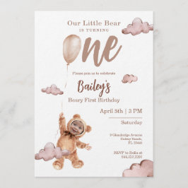 Invitación de foto de cumpleaños número uno de Bea