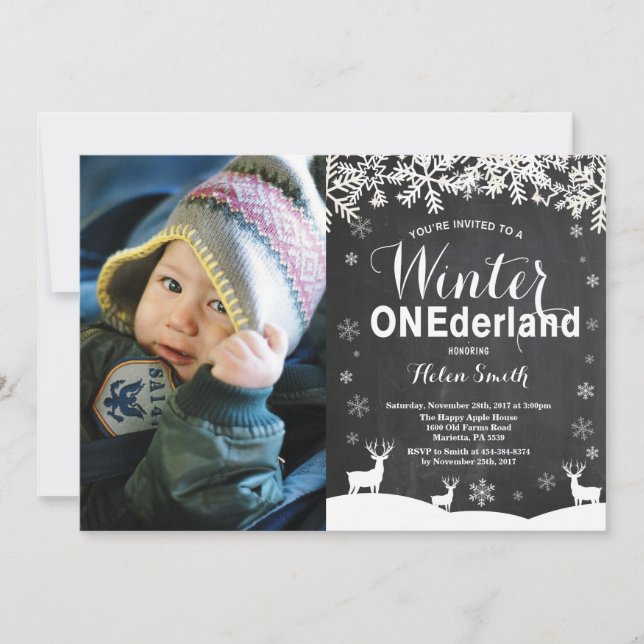 Invitación de foto de cumpleaños número uno de Inv (Anverso)