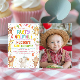 Invitación de foto de cumpleaños para animales de 