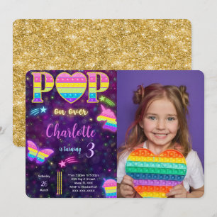 Invitación de foto de cumpleaños Pop it editable
