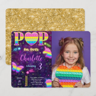 Invitación de foto de cumpleaños Pop it editable