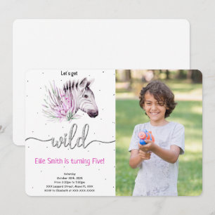 Invitación de foto de cumpleaños Safari de animale