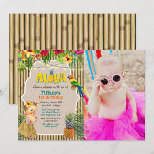 Invitación de foto de cumpleaños tropical de Luau 