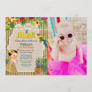 Invitación de foto de cumpleaños tropical de Luau