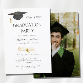 Invitación de foto de diploma de gorra de fiesta d
