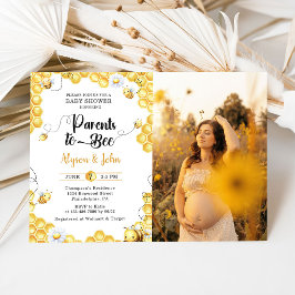 Invitación de Foto de Ducha de Bebé Padres a Abeja