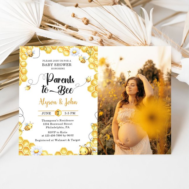 Invitación de Foto de Ducha de Bebé Padres a Abeja (Subido por el creador)