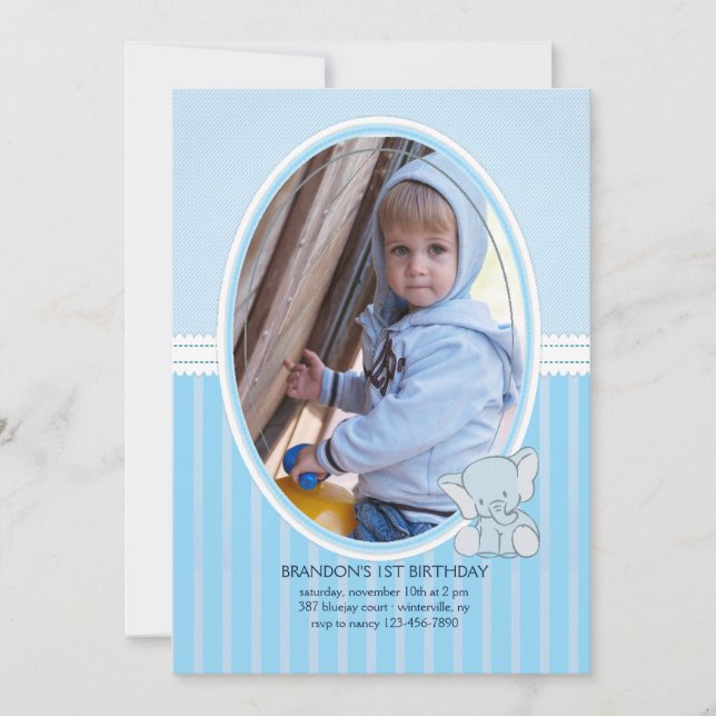 Invitación de foto de elefante bebé (Anverso)