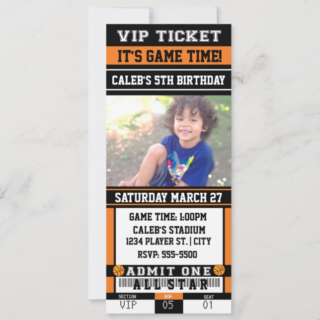 INVITACIÓN DE FOTO DE ENTRADA VIP DE BALONCESTO (Anverso)