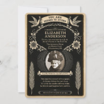 Invitación de foto de estilo funeral vintage victo