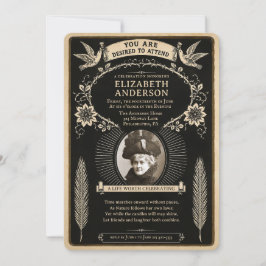 Invitación de foto de estilo funeral vintage victo