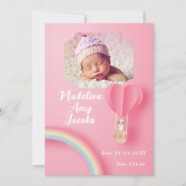 Invitación de foto de fecha de nacimiento de bebé  (Anverso)