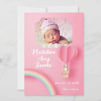 Invitación de foto de fecha de nacimiento de bebé