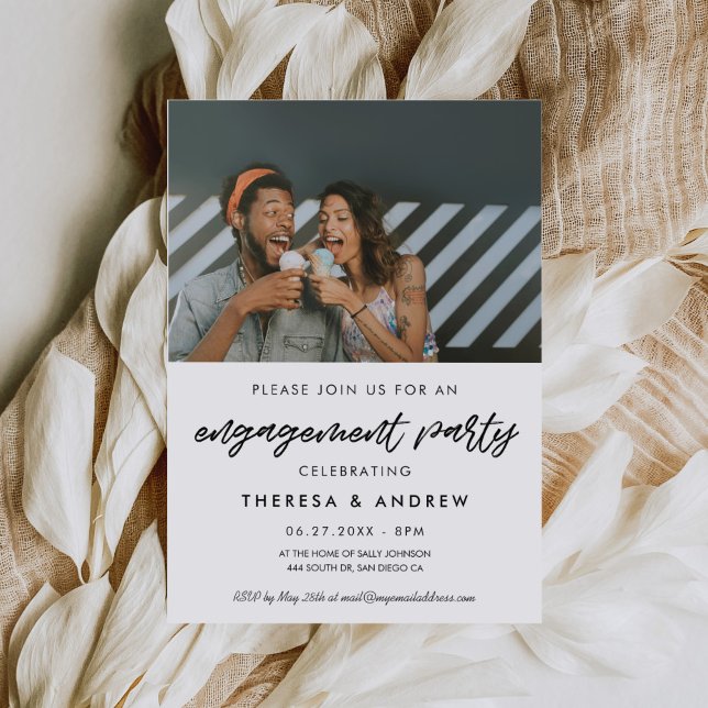invitación de foto de fiesta de compromiso moderna (Subido por el creador)