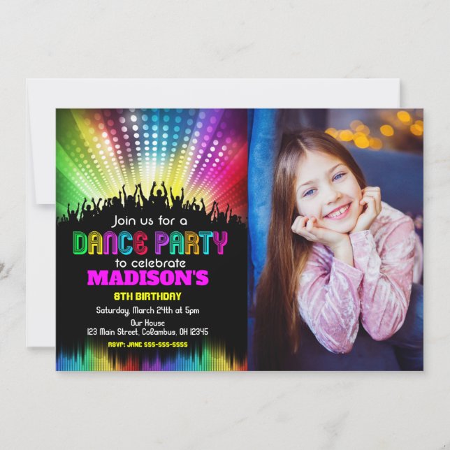 Invitación de foto de fiesta de cumpleaños de bail (Anverso)