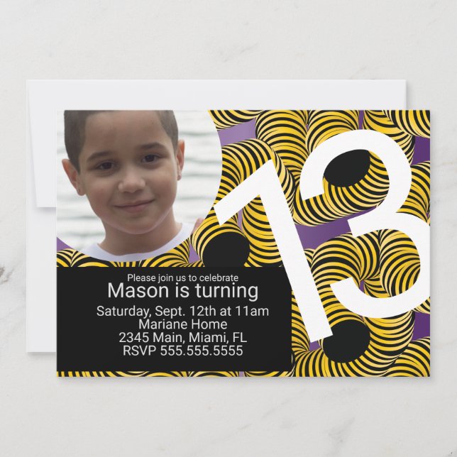 Invitación de foto de fiesta de cumpleaños en labe (Anverso)