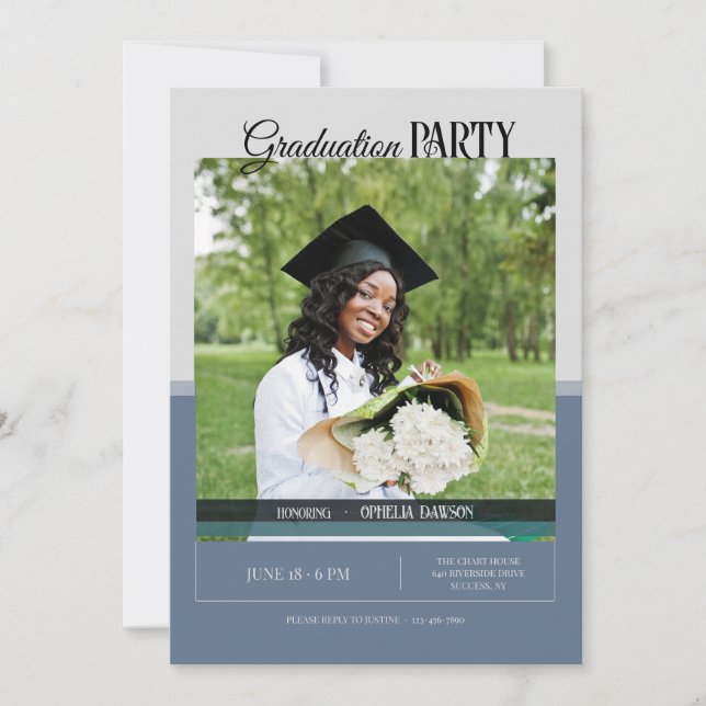 Invitación de foto de fiesta de graduación (Anverso)