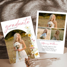 Invitación de foto de fiesta de graduación floral