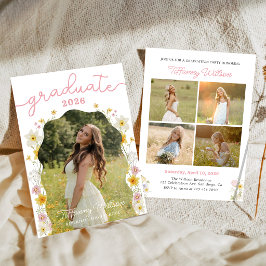 Invitación de foto de fiesta de graduación floral