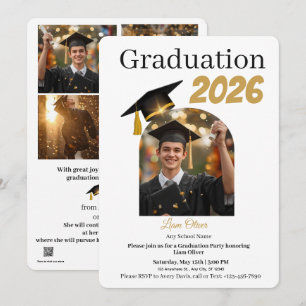 Invitación de foto de fiesta de graduación persona