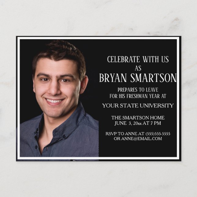 Invitación de foto de fiesta de maletero universit (Anverso)
